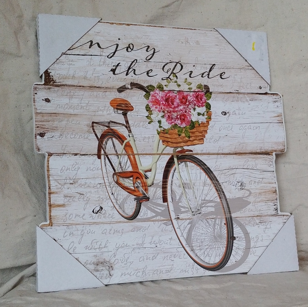 Enjoy the ride bicycle picture wall decor floral